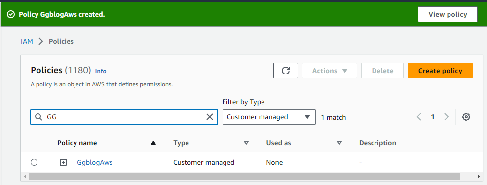 Check for policy in policy list