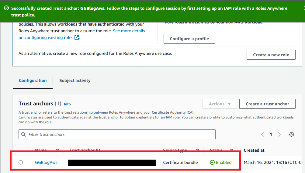 New trust anchor in list