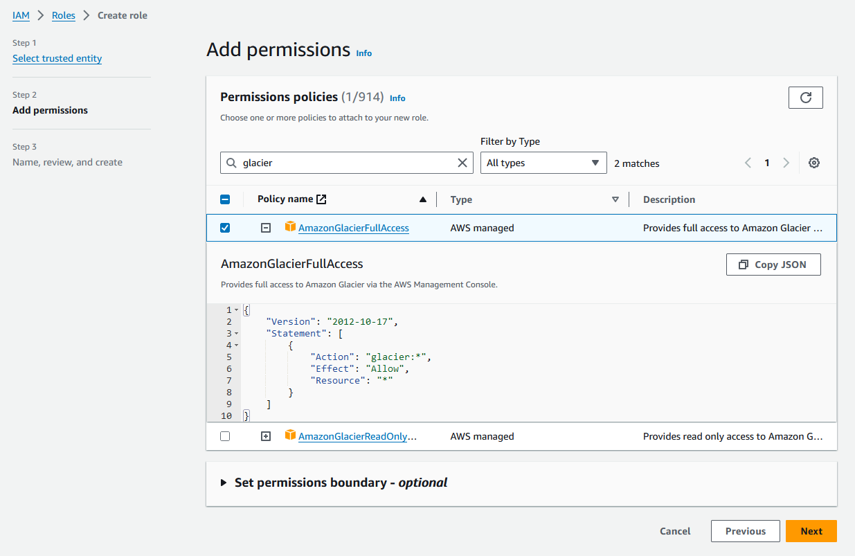 Existing glacier policy