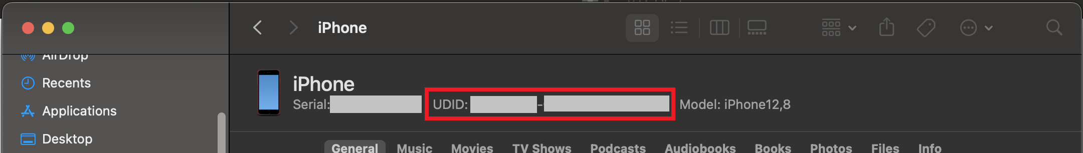 macOS Finder UDID
