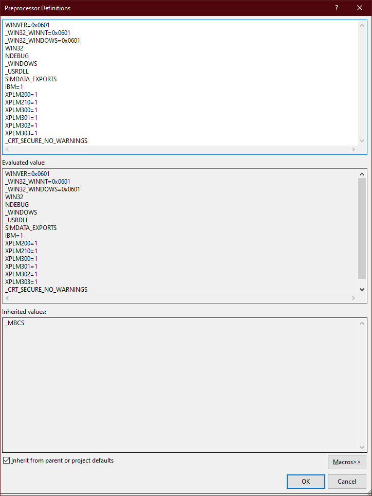 XPlane preprocessor definitions