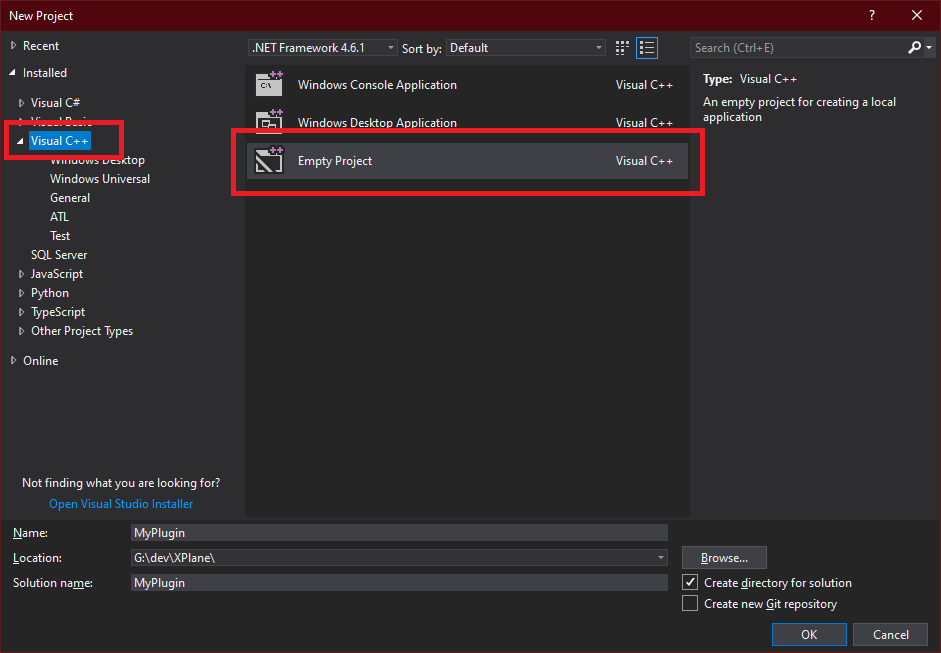 Create Empty C++ Project