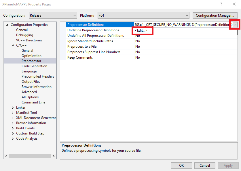 preprocessor definitions