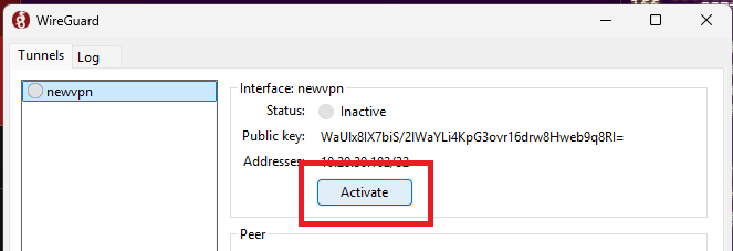 Create new tunnel